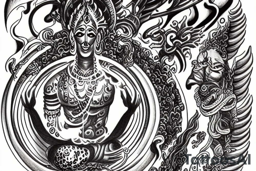 Brahma Vishnu Shiv in 
universe ocean tattoo idea