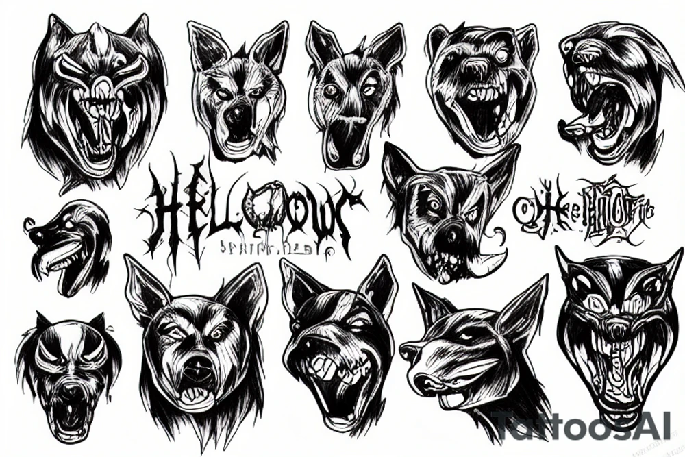 Hellhound in front of life tattoo idea