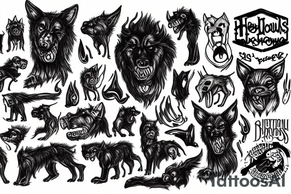 Hellhound in front of life tattoo idea