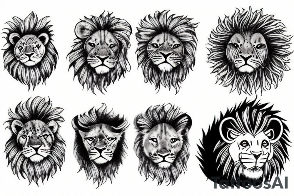 Caterpillar with lion cub tattoo idea