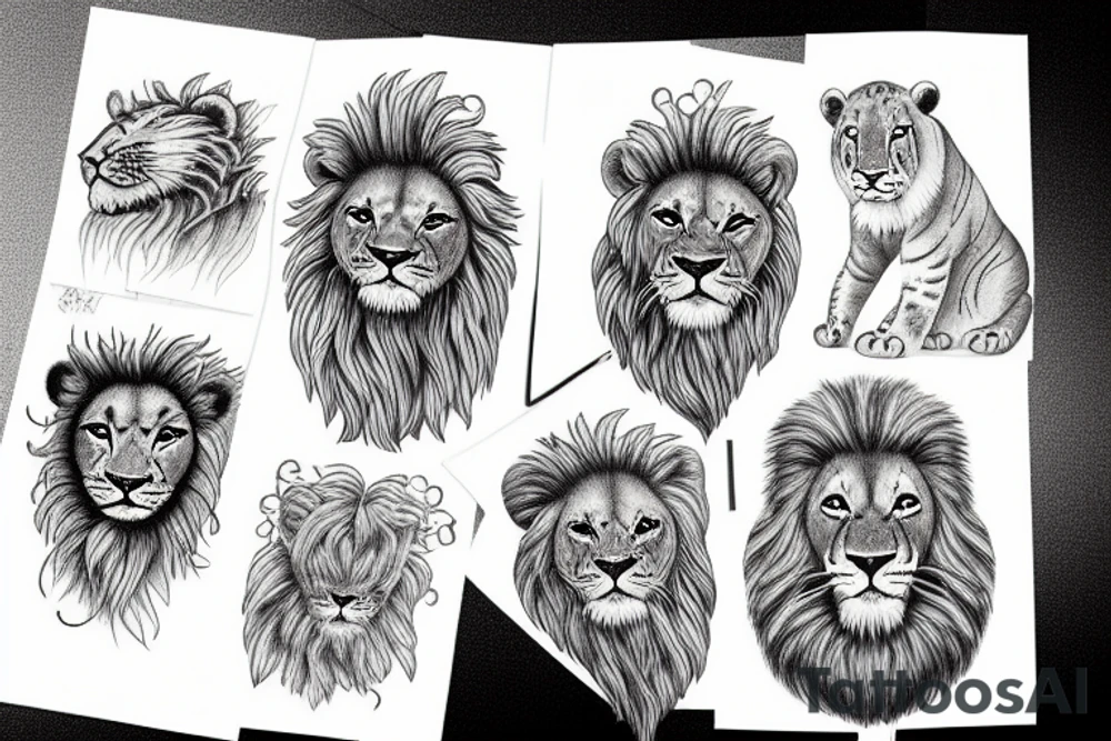 Caterpillar with lion cub tattoo idea