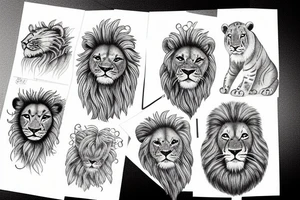 Caterpillar with lion cub tattoo idea
