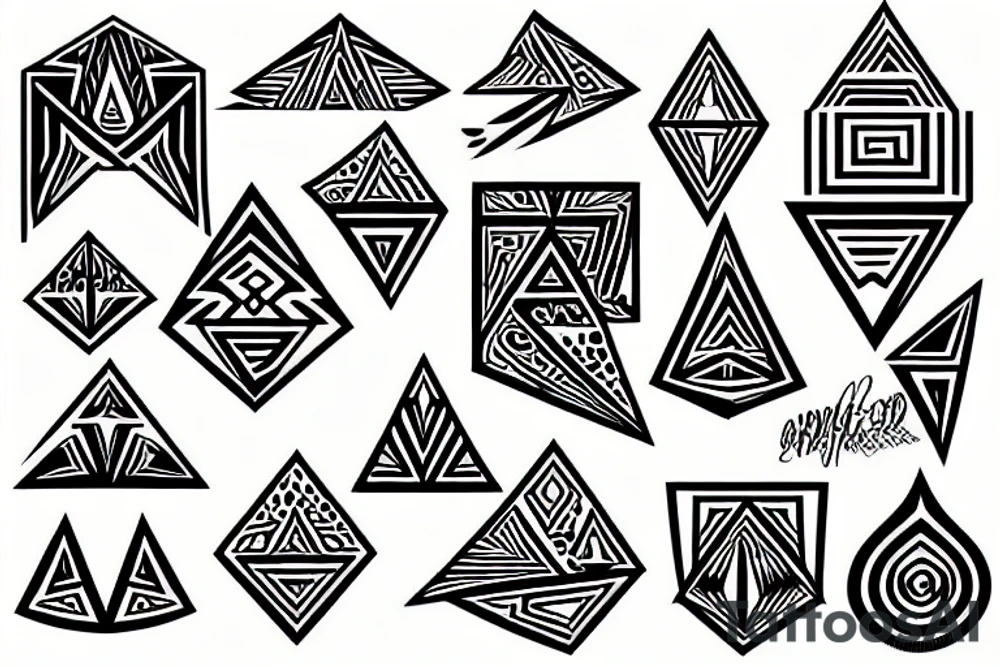 Overlapping triangles in Aztec style tattoo idea