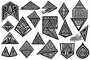 Overlapping triangles in Aztec style tattoo idea