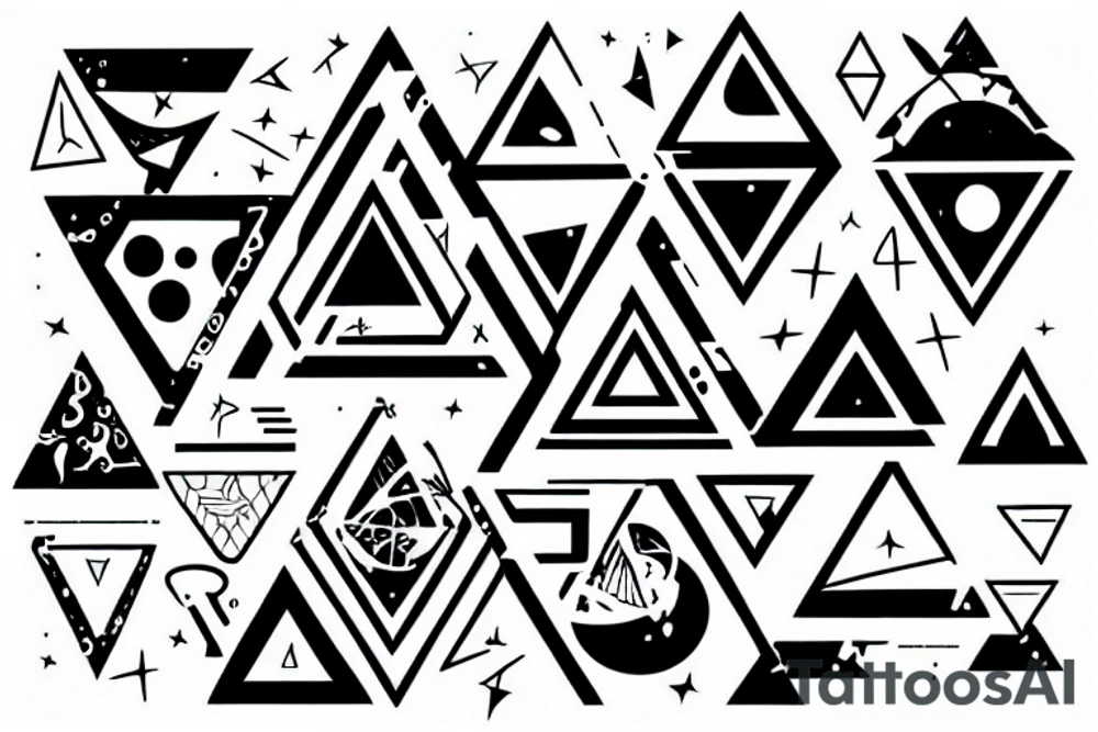 Overlapping upside down triangles in the style of the universe tattoo idea
