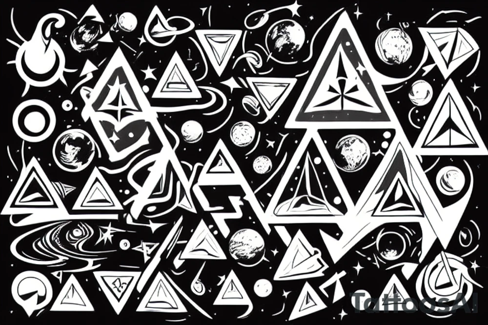 Overlapping upside down triangles in the style of the universe tattoo idea