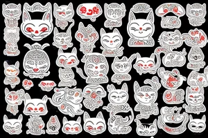 maneki neko with  rangda mask tattoo idea