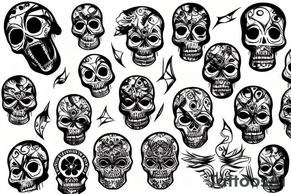 abstract skull tattoo idea