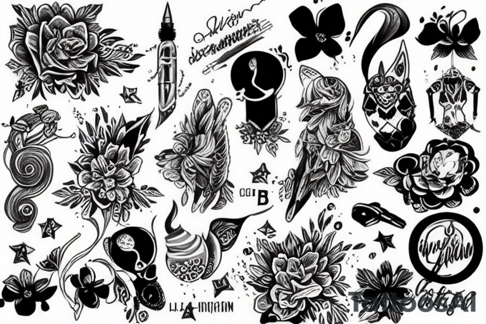 Волна, звёзды, луна tattoo idea