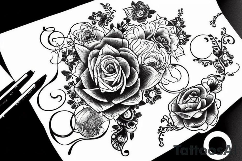 Волна, звёзды, луна tattoo idea