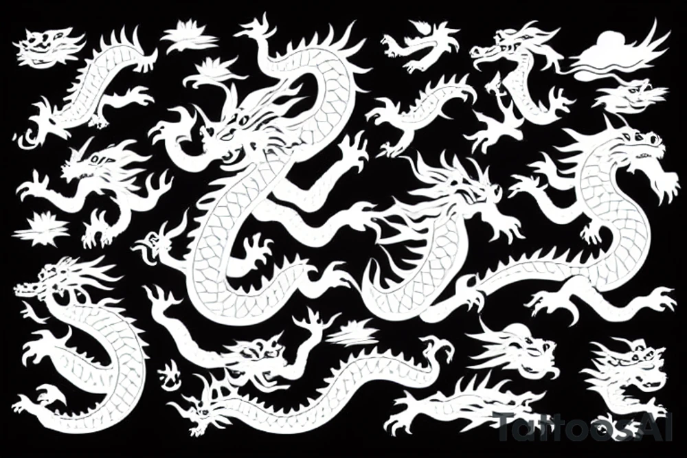 Chinese dragon with clouds tattoo idea