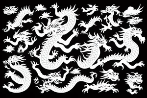 Chinese dragon with clouds tattoo idea
