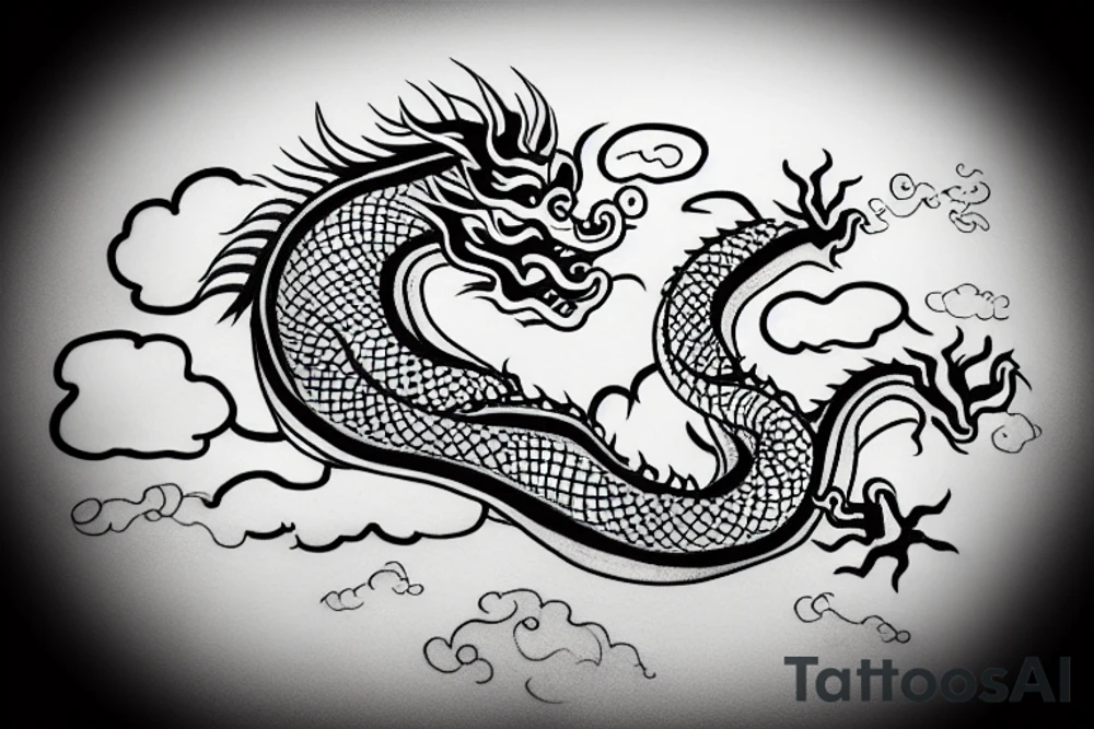 Chinese dragon with clouds tattoo idea