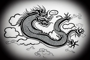 Chinese dragon with clouds tattoo idea