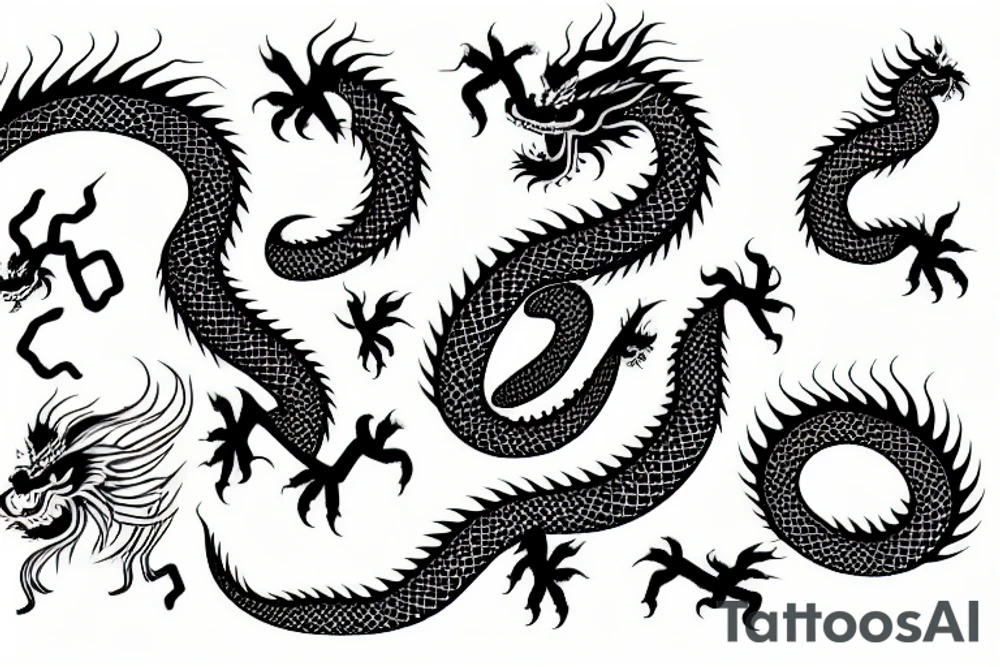 Chinese dragon vertical tattoo idea