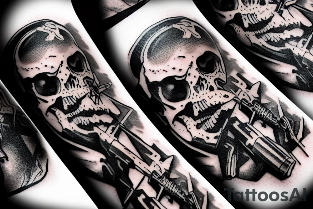 Reaper with kalashnikov and night vision googles tattoo idea Reaper with kalashnikov and night vision googles tattoo idea