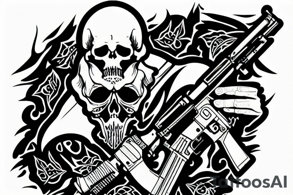 Reaper with kalashnikov and night vision googles tattoo idea