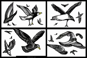 Free flying seagull tattoo idea