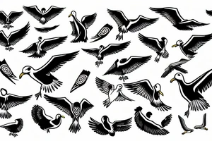 Free flying seagull tattoo idea