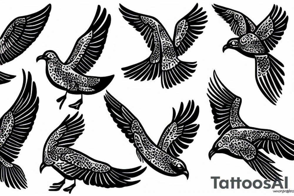 Free flying seagull tattoo idea