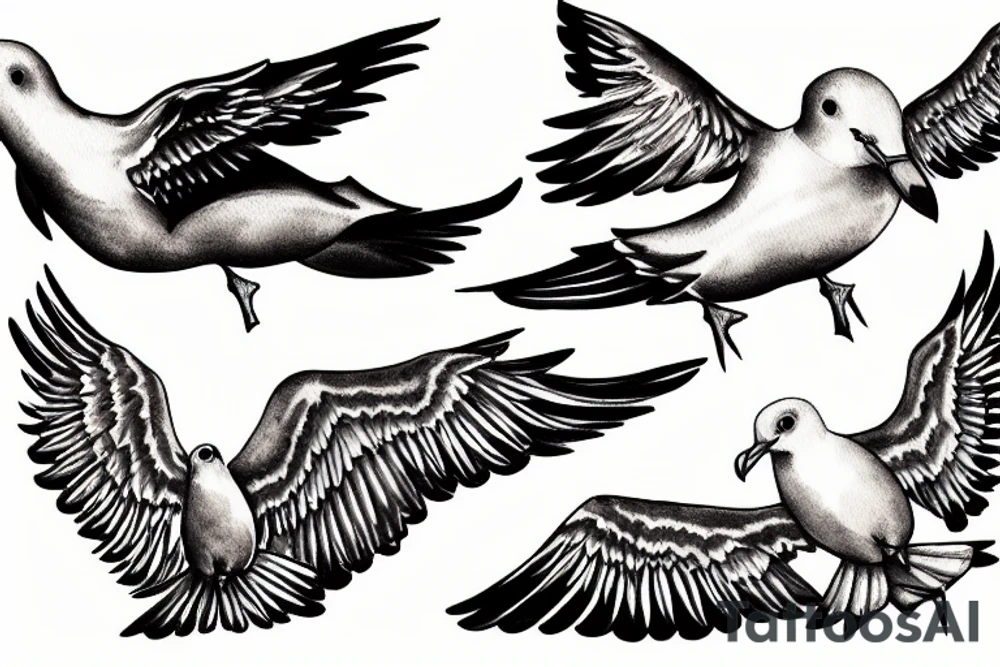 Free flying seagull tattoo idea