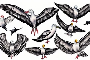 Free flying seagull tattoo idea