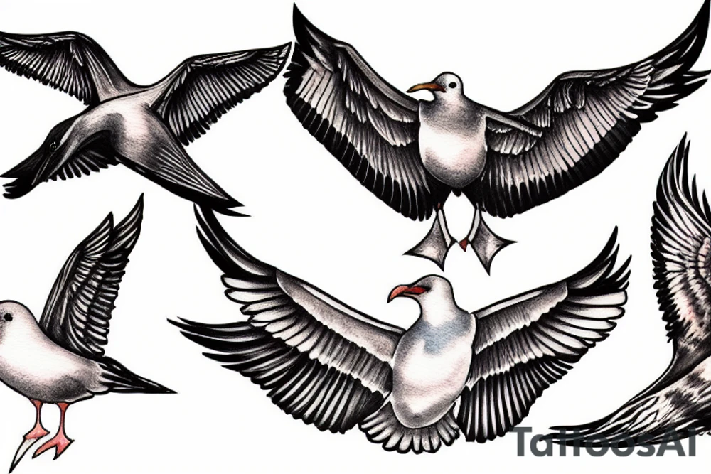 Flying seagull tattoo idea