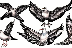 Flying seagull tattoo idea