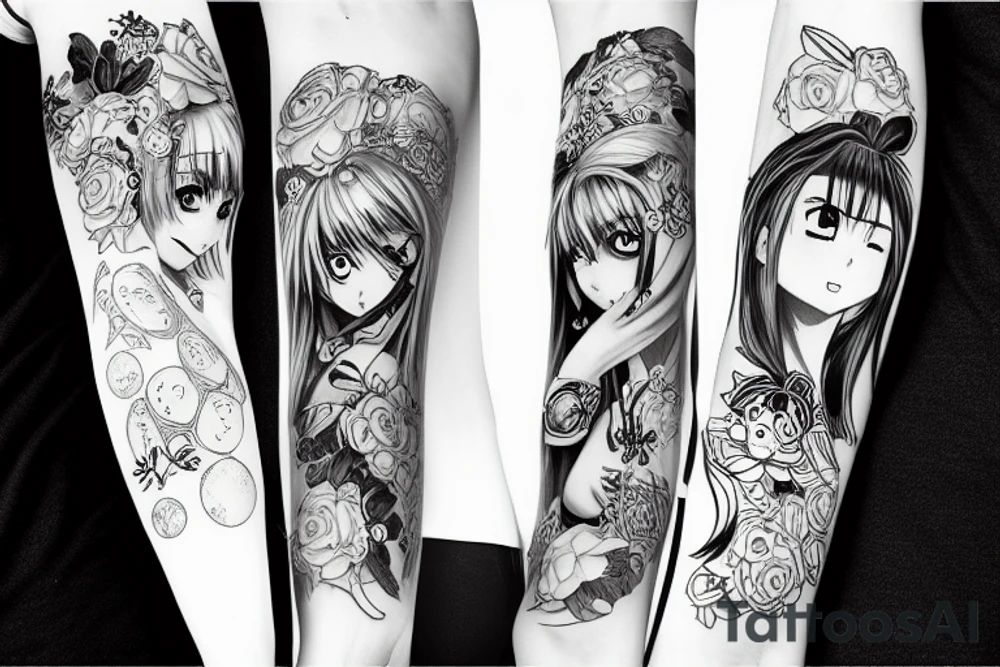 sleeve anime tattoo idea