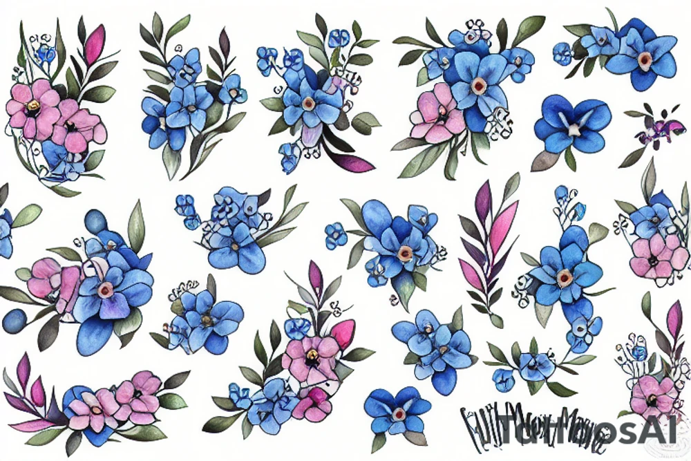 Forget me not with an angel tattoo idea