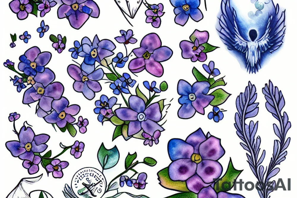 Forget me not with an angel tattoo idea