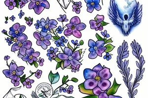 Forget me not with an angel tattoo idea
