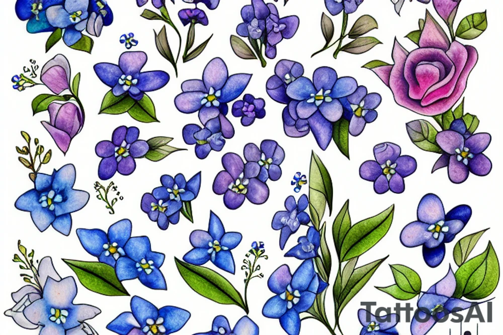 Forget me not with an angel tattoo idea