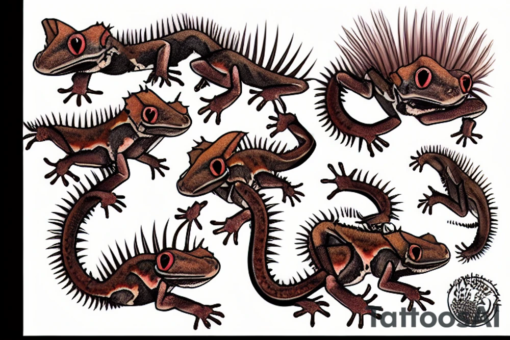 Crested eyelash gecko tattoo idea