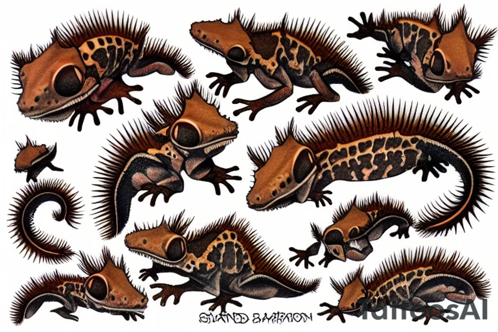 Crested eyelash gecko tattoo idea