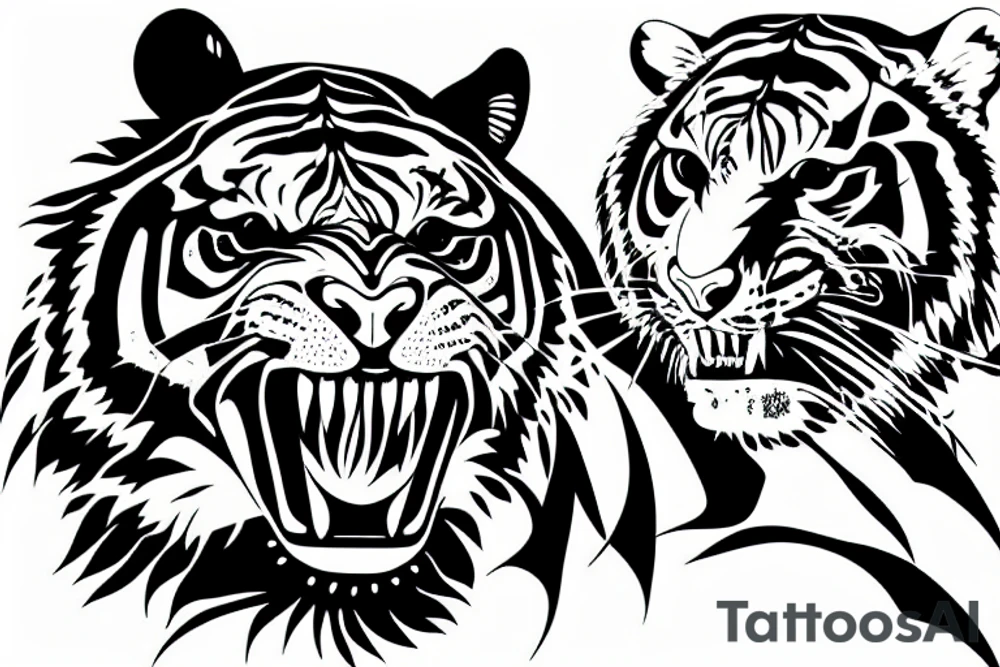 A tiger biting the arm tattoo idea