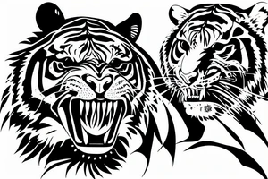 A tiger biting the arm tattoo idea