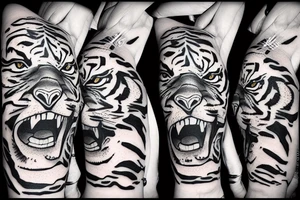 A tiger biting the arm tattoo idea