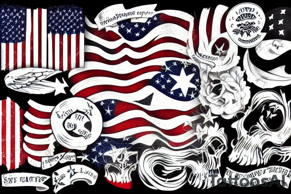 Tattered american flag tattoo idea