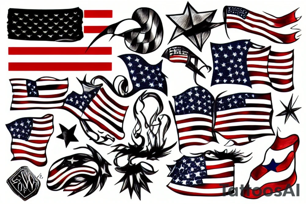 Tattered american flag tattoo idea