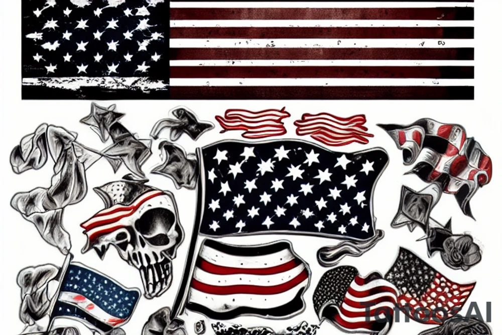 Tattered american flag tattoo idea