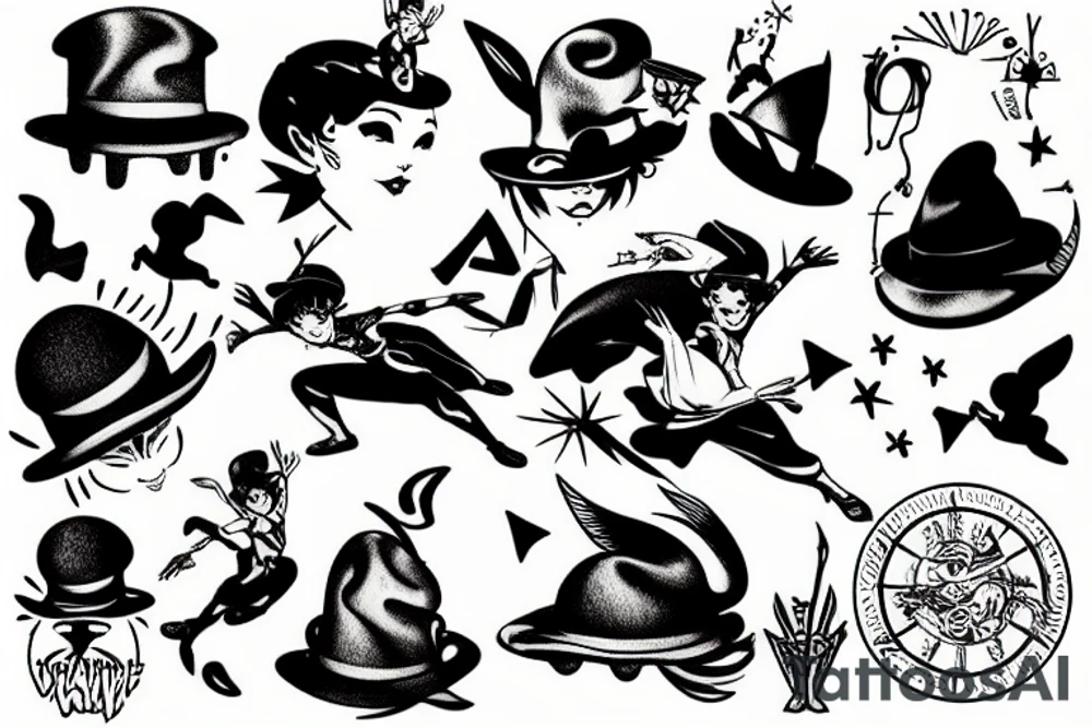 peter pan hat tattoo idea