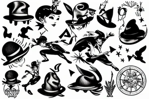 peter pan hat tattoo idea