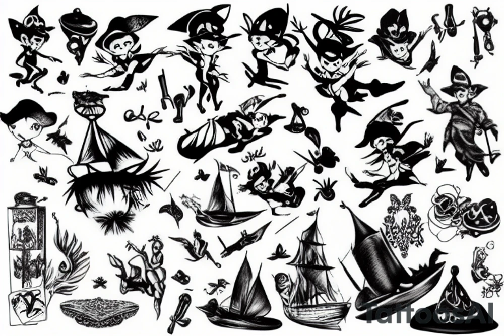peter pan hat tattoo idea