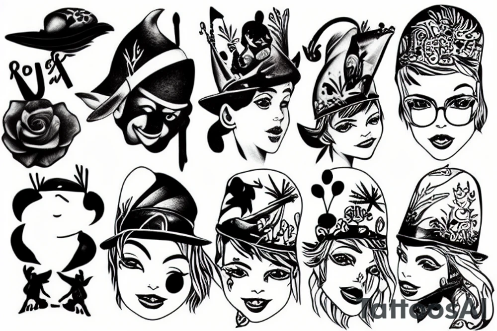 peter pan hat tattoo idea