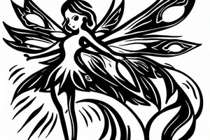 Fairy holding a libra scale in front of a sun tattoo idea