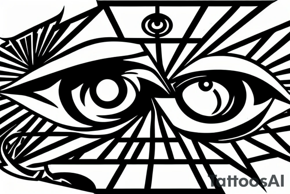 Eye, ace of spades, triangle, smoke, time tattoo idea