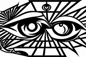 Eye, ace of spades, triangle, smoke, time tattoo idea