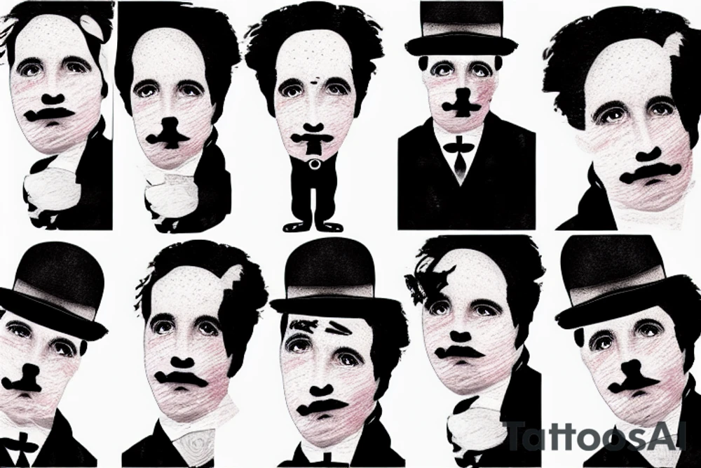 Charlie chaplin with glitch effect tattoo idea