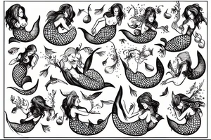 mermaid picking grapes tattoo idea